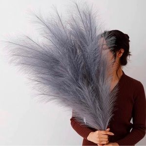 10 Pack Bundle | Gray ADJUSTABLE Artificial Large Faux PAMPAS GRASS 43” /110cm